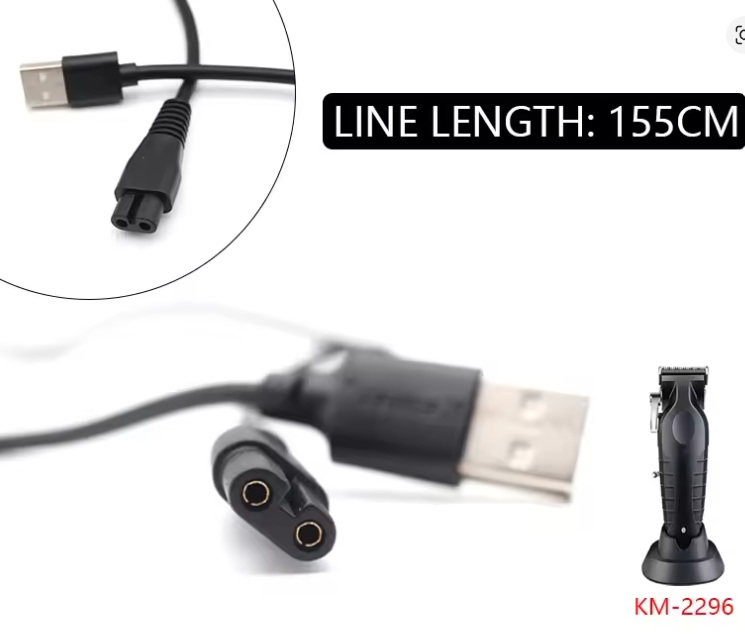 Cable cargador USB Kemei 2296 - Cable de carga de repuesto original para accesorios de cortadora de cabello