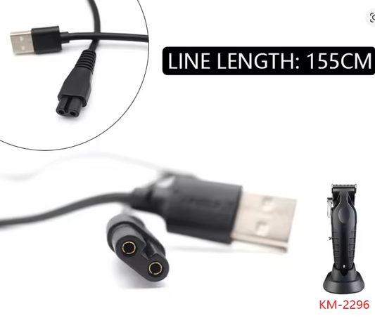 Cable cargador USB Kemei 2296 - Cable de carga de repuesto original para accesorios de cortadora de cabello