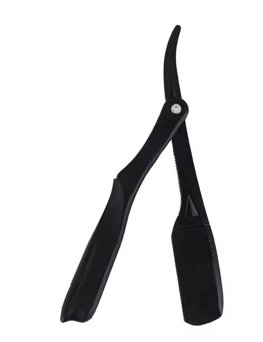 Afeitadora Manual profesional con borde recto de plástico, maquinilla de afeitar afilada para peluquero, cortador de barba plegable