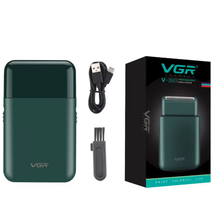 VGR V-390 mini afeitadora de barba inalámbrica de una sola hoja, afeitadora eléctrica de lámina recargable para cara y cuerpo para hombres, afeitadora práctica