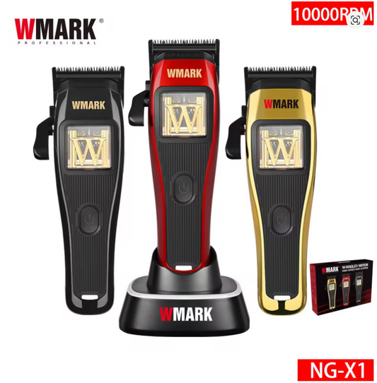 Cortadora de pelo profesional WMARK NG-X1 para hombres, Motor magnético con microchip 10000RPM 9V con soporte de carga, cortadora inalámbrica